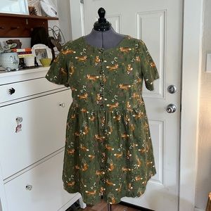 ModCloth x Princess Highway Fox print button up dress